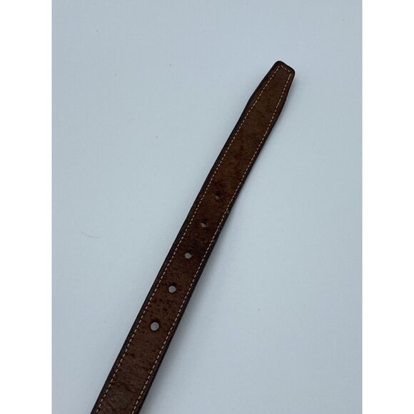 Tory Brown Genuine Leather Belt Women's Size 28 Skinny 3/4 wide 2375 USA Made - Picture 8 of 8
